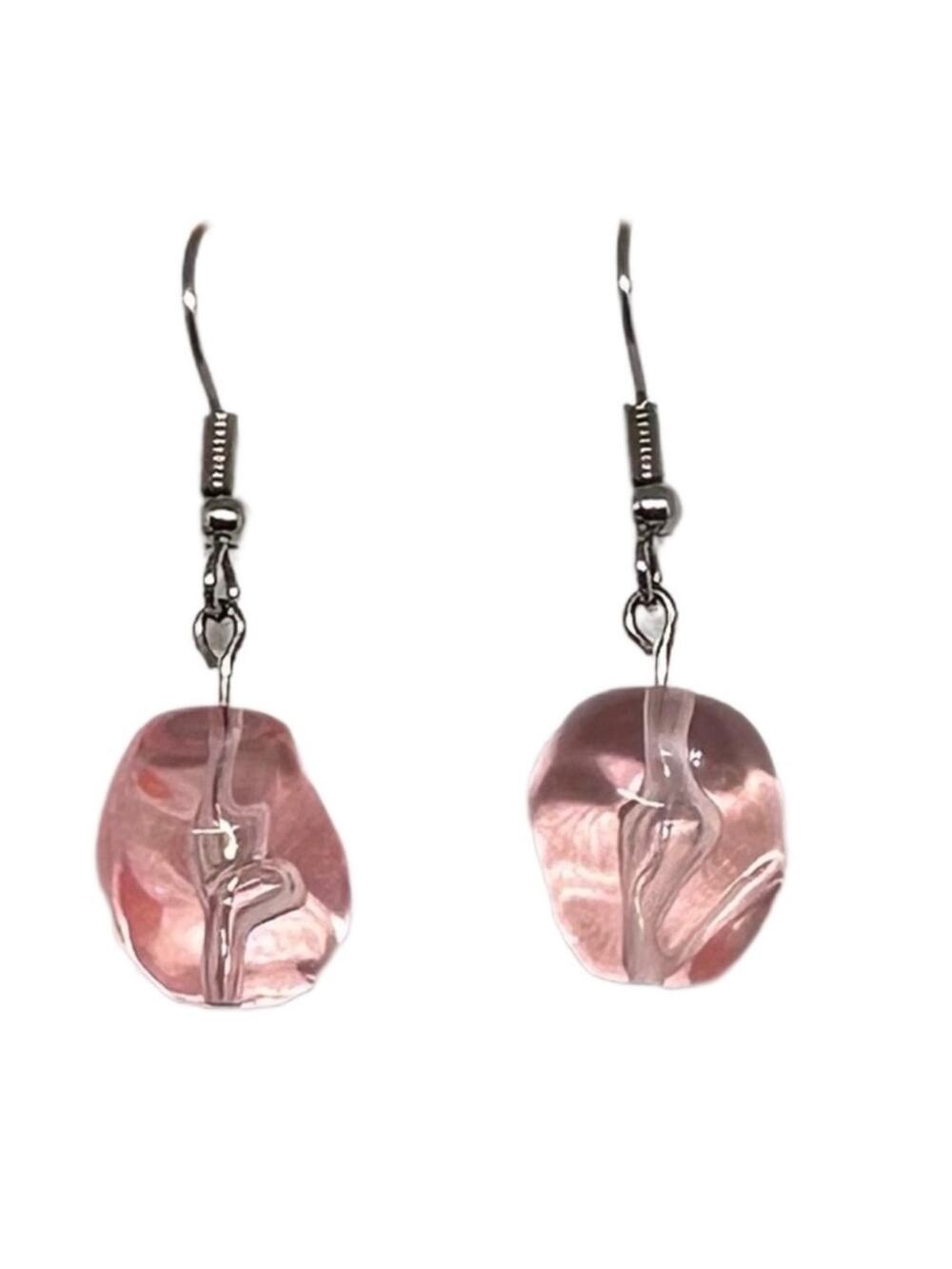 Pink chunky earrings handmade plastic one of a kind